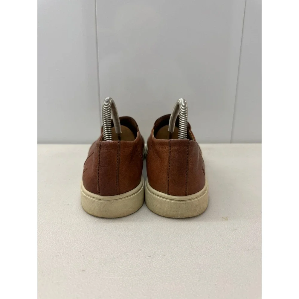 Frye Mens Ludlow Slip On Cognac Brown Leather Cap Toe Sneakers 10M 3482207-COG
